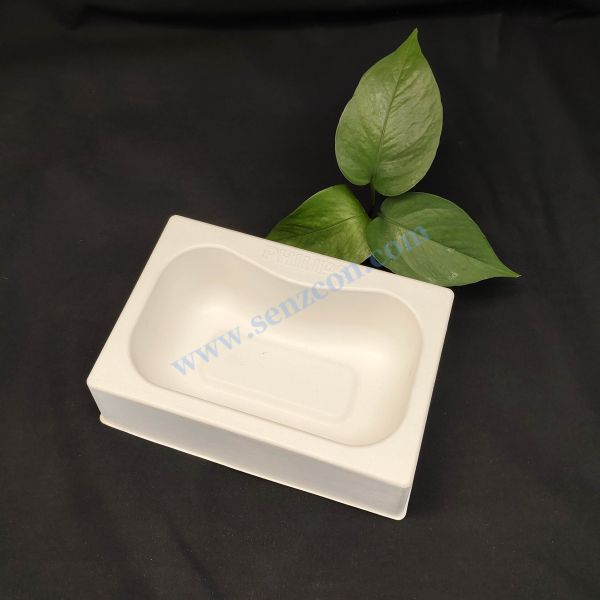 Manufacture of electronic eye - care massage glasses' inner lining packaging bases with white sugarcane pulp pulp molding, which have the functions of shock resistance and fall prevention.