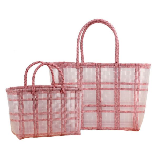 Custom Print Summer Vacation Hand Mesh Tote Bags With Zipper Waterproof