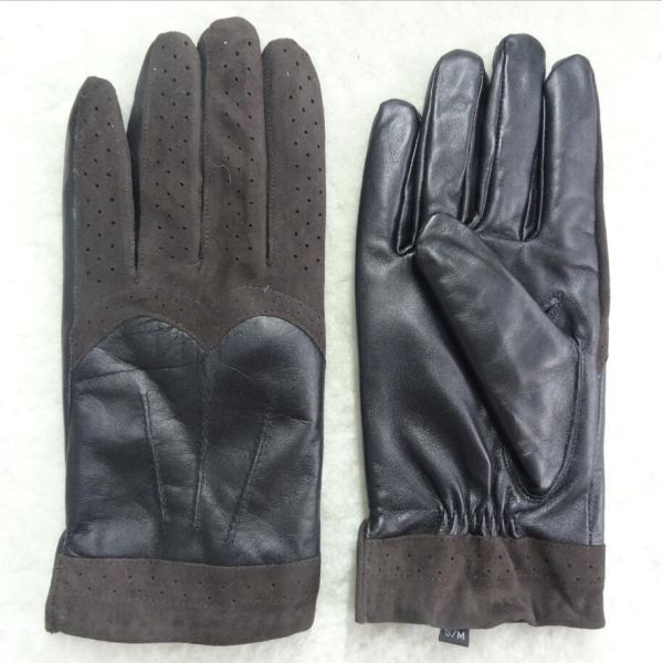 Touch Screen Mens Black Leather Winter Gloves , Soft Plain Style Mens Fashion Gloves