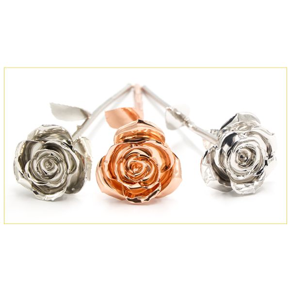 24k  Platinum Dipped  Rose with Gift Box  Handmade Gift Flower Holiday Decoration Christmas Valentine Gift