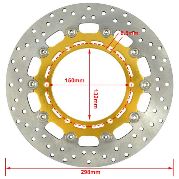Custom 298mm Motorcycle Front Floating Brake Rotor Disc for Yamaha YZF R1 YZF R6