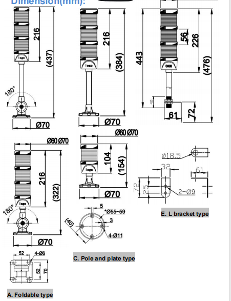 ONN-M4 Signal Light Tower LED Warning Lights For Machines 220V 12V 24V LED Signal Tower Light