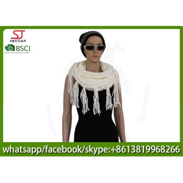 320g 80*25cm 100%Acrylic Knitting white snood scarf Hot sale factory keep warm fashion match clothes