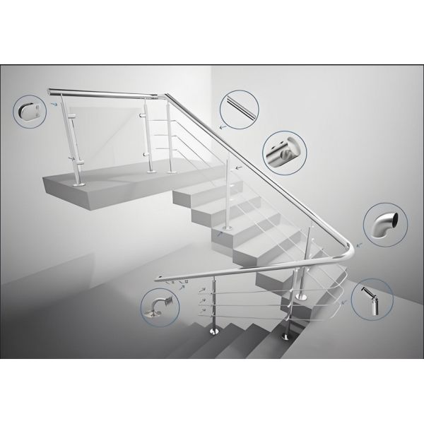 Modern Rectangular Balcony Glass Railing with Tempered Glass