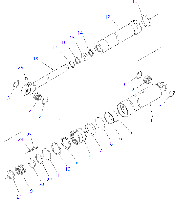 7079973800 707-99-73800 Kit de service Cylindre de levage adapté à KOMATSU HD605-7 Pièces de camions à ordures