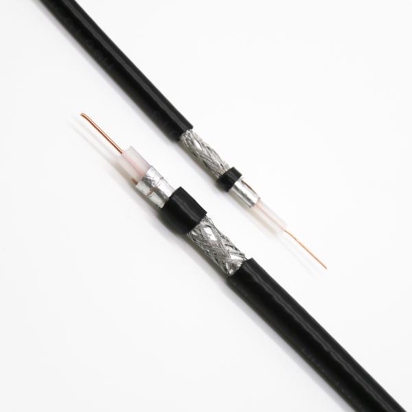 Black Flexible Coaxial Cable High Transmission 128 Braided Solid PE Insulated CATV Cable