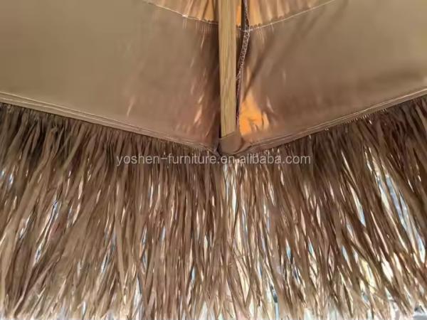 9 ft synthetic thatch beach umbrella 8 ribs plastic Thatched Tiki umbrella sand beach Straw Umbrella with fringe