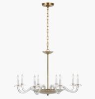PCD 5020 Brigitte Grand lustre verre clair et nickel poli / cuivre ancien frotté à la main