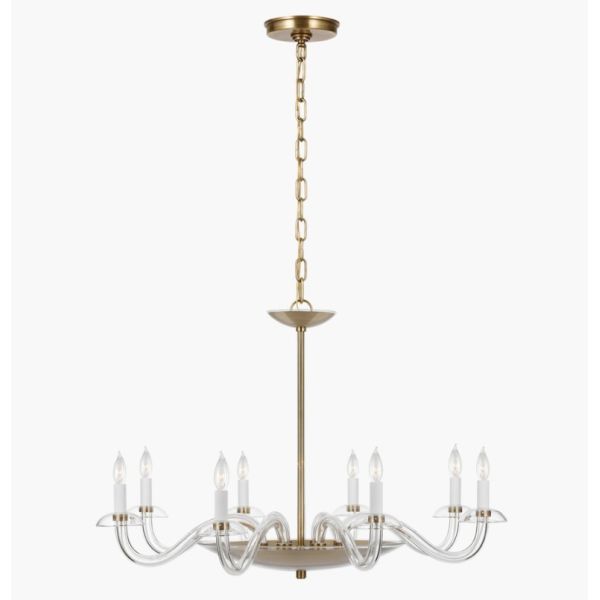 PCD 5020 Brigitte Gran candelabro Vidrio transparente y níquel pulido / latón antiguo frotado a mano