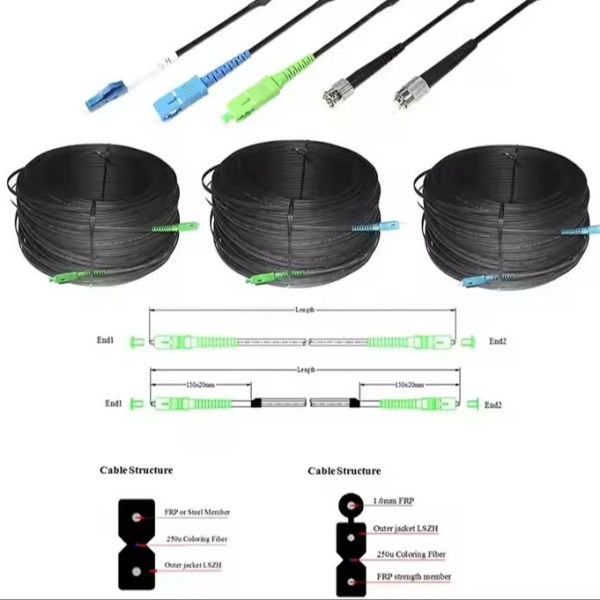 SC/APC to SC/UPC Simplex Single Mode Fiber Patch Cable 3.0mm LSZH Jacket OS2 G.657A2 Jumper Cord 1M 2M 3M
