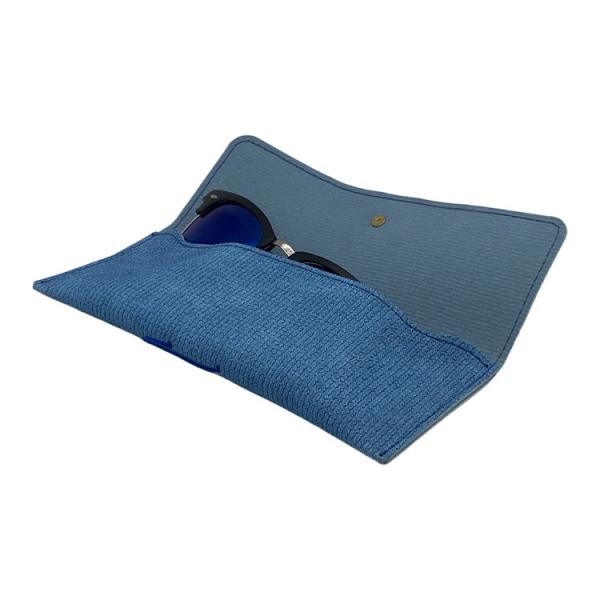 Blue 28mm Oem Logo Leather Glasses Case Portable Durable Soft Sunglasses Pouch Slim