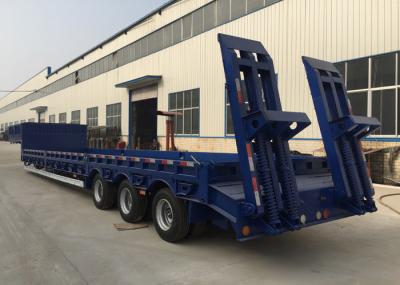 3 Axles 80 Tons 17m Hydraulic Flatbed Trailer For Loading Construction Machines