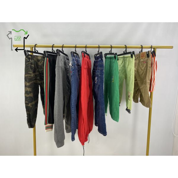 Casual Polyester Cotton Used Pants for Children Mixed Sizes Clean 95%-100% Grade