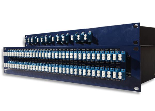 FO splice box, 1U, equipped, 1x32 Splice cassette, colored pigtails, couplings