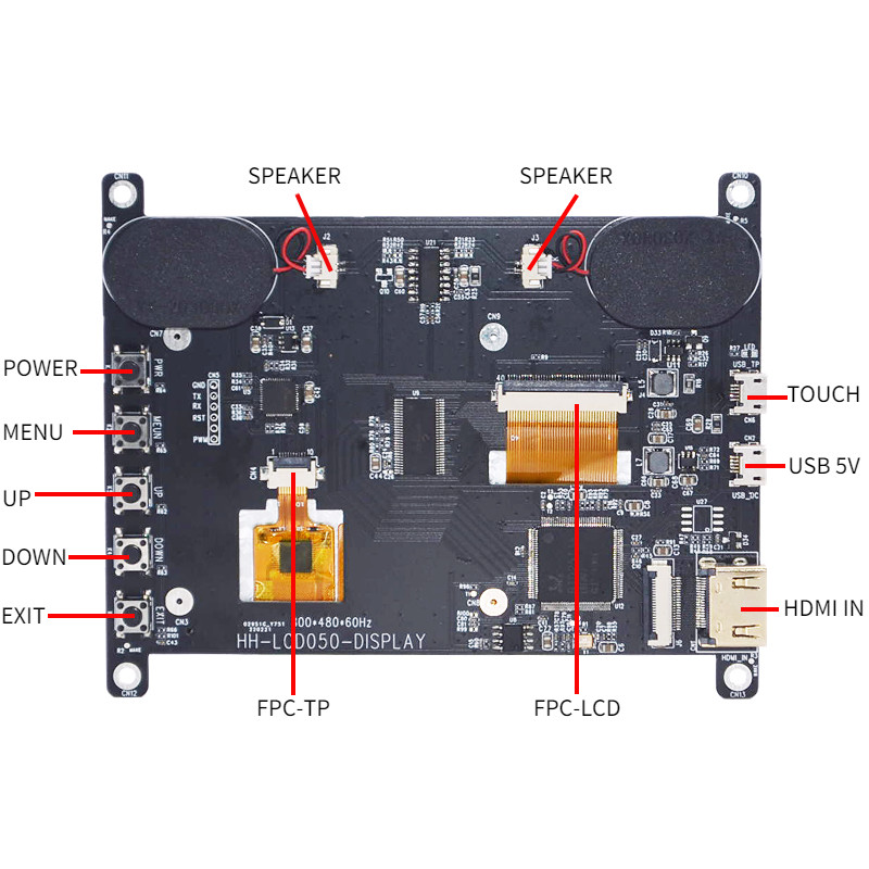 HDMI совместимое с точками дисплея 800x480 дюйма TFT LCD поленики Pi4 5 с CTP