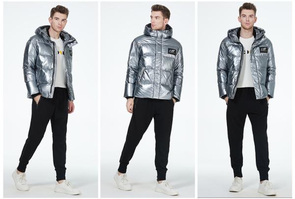 Style And Function Silver Short Jacket Down Coat For Men Winter Use
