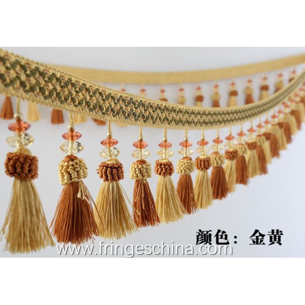 Handmade fashionable chain beads lace tassels fringes for curtain/sofa/pillow/stage decoration