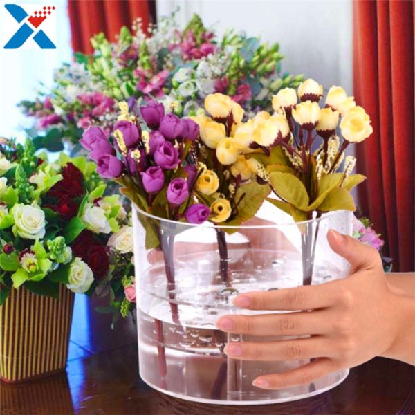 Waterproof Acrylic Flower Box Makeup Organizer Holder Round Shape ROHS Approval