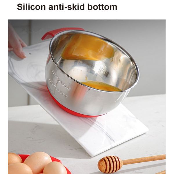 Cuenco de mezcla de acero inoxidable 304 con tapa ABS 1200 ml-4500 ml