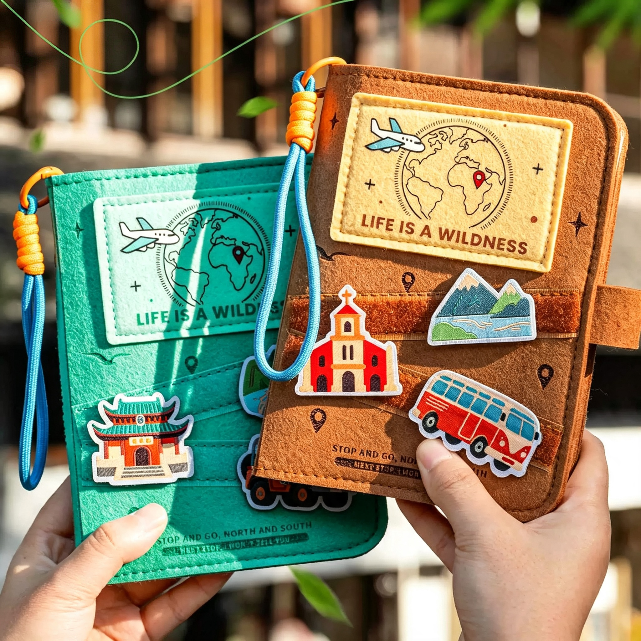 Felt Travel Journal With Embroidery Patches And Ring Binder For Souvenirs