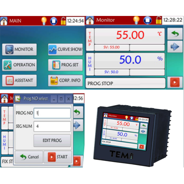 Temi360 Programmable Temperature and Humidity Controller with ±0.2ºC Accuracy 120 Program Capacity and 3.5-inch Touchscreen