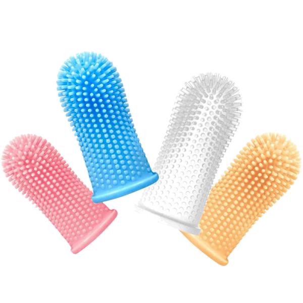 Herramientas de limpieza para mascotas de fibra biodegradable limpieza profunda desodorizante cepillado para dedos de silicona