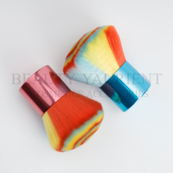 Multicolored Hair Kabuki Makeup Brush OEM Logo Facial Beauty Tools