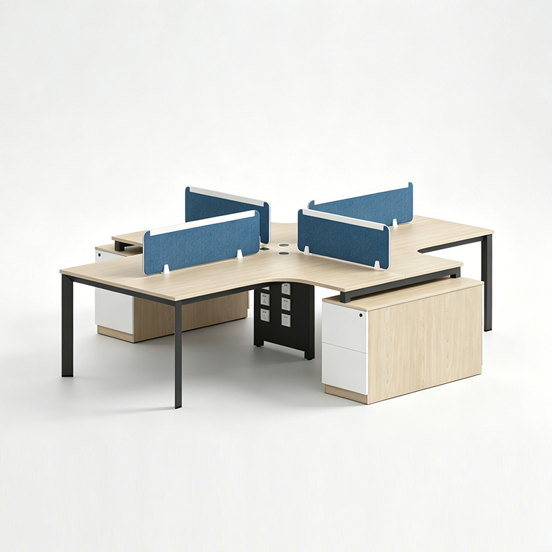 Modular Office Workstation Desk 4 to 6 Seater with Privacy Screen Partition for Flexible Office Layouts