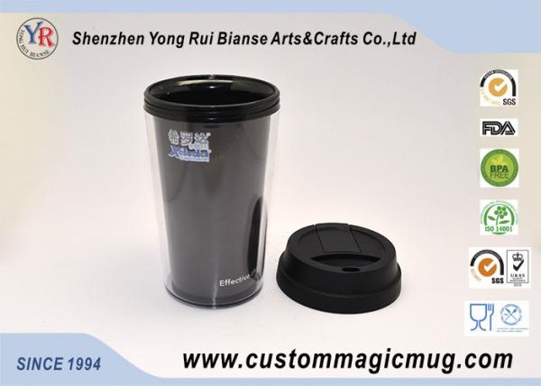 ODM Reusable Fasion Office Coffee Double Wall Plastic Cup With Silicone Lid