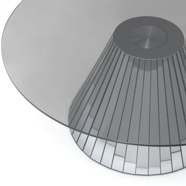 Modern Mirrored Circle Glass Coffee Table For Contemporary Living Room 64x64