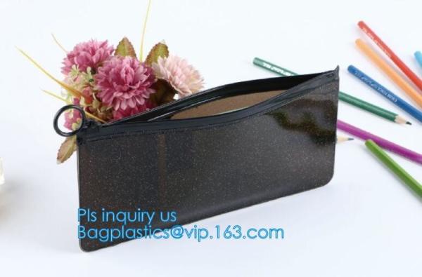 slider zip lock black zip lock bag, nylon zipper pouch travel toiletry makeup PVC cosmetic bag, zipper and slider OEM or