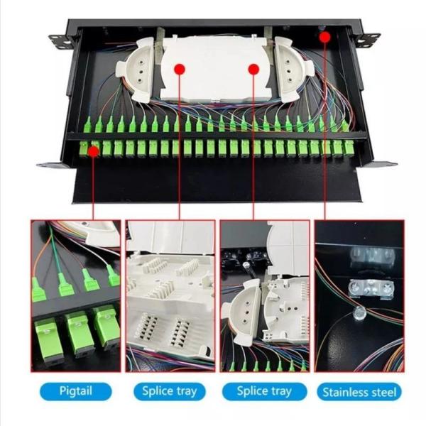 Black 19 Inch Rack Mount Slide Rail Drawer for ODF FTTx Telecom Fiber Optic Patch Panel