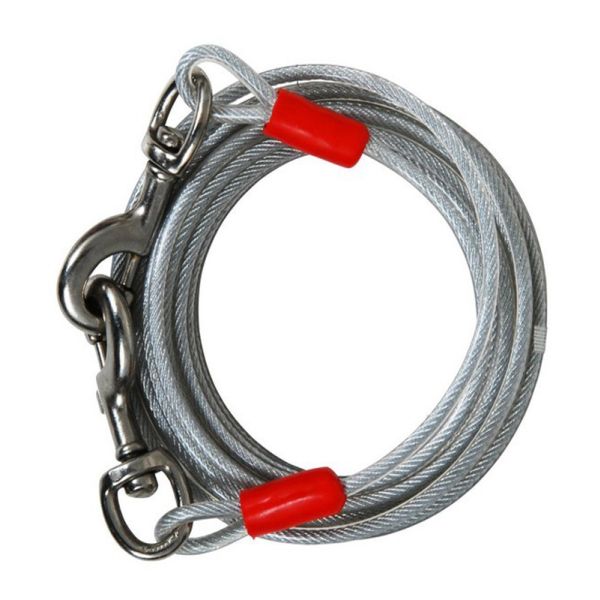 PVC Coated Galvanized Steel Wire Rope Dog Tie Out Cable with 15ft Length for Durable Pet Tethering