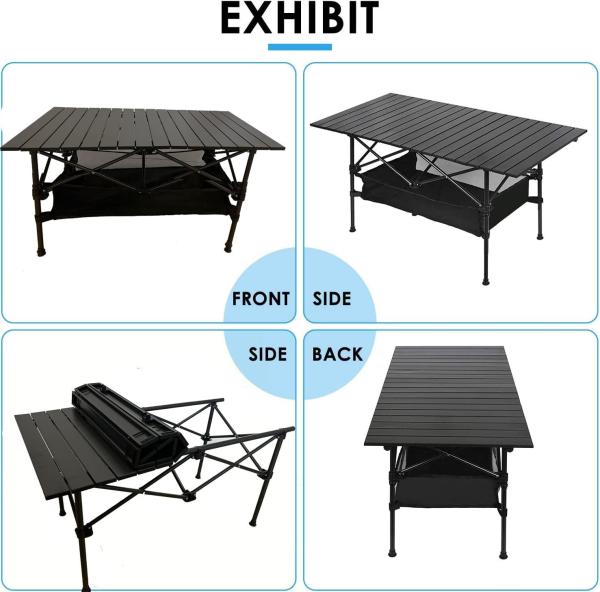 Roll-up Table, folding Plastic Wooden Design Coffee Lounge Patio Portable Foldable Plastic Garden Table Set
