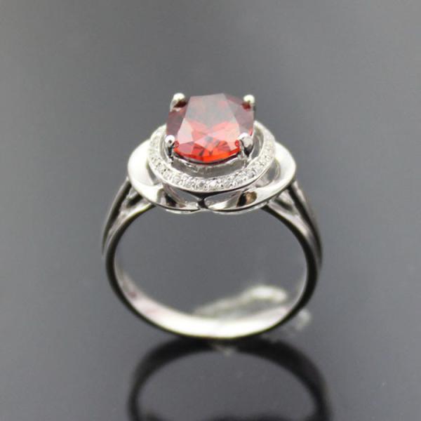 925 Sterling Silver Oval Cubic Zircon Amethyst Gemstone Ring(F95)