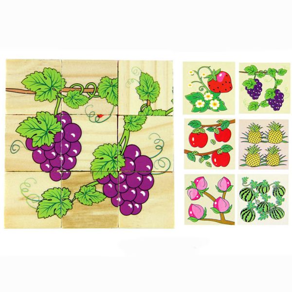 игрушек блоков плода 3.5cm блоки головоломки деревянных животные для детей