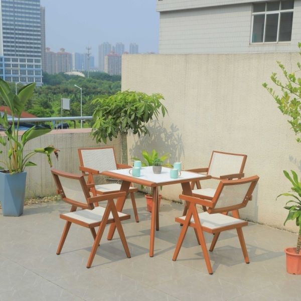 Garden Furniture Set Black White Brown Cafe Dining Chair Coffee Table Set for Outdoor