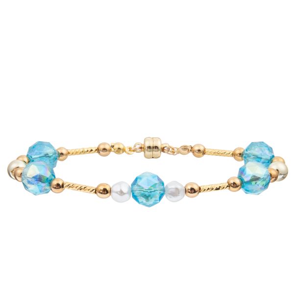 Пресноводный браслет жемчуга установил с 4 цветами граненное Кристл отбортовывает магнитную пряжку