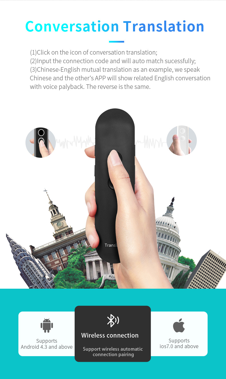 Two Way Portable Language Translator Machine Mini AI Translation Pen