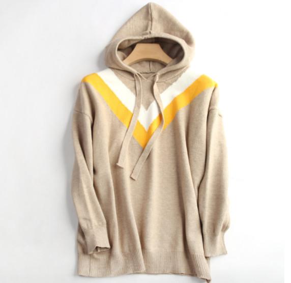 Cashmere Plus Size Pullover Sweater Hoodies Hit Color Sweater Pullover Wool Hoodie