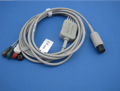 Professional 3 Lead Ecg Cable , 5 Lead Ecg Cable TPU Cable Material