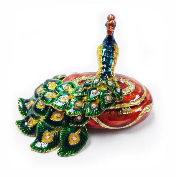 Fashion peacock shaped metal jewelry boxes peacock trinket box jewelry packing box