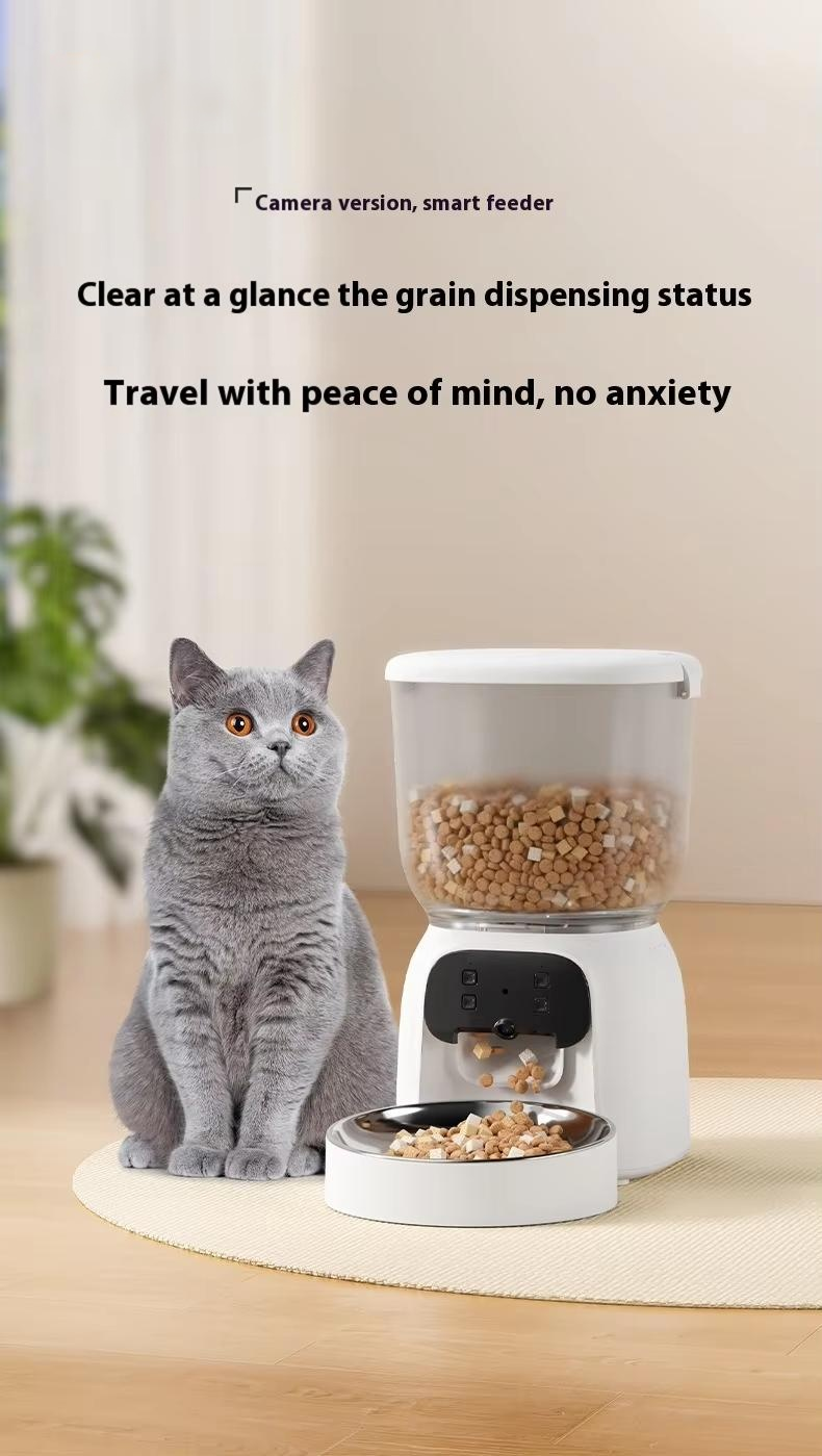 New Arrival 4L Smart Automatic Shooting Pet Feeder Modern Style PP Material Dog Cat Bowl Feeder Eco-Friendly Charging Capability