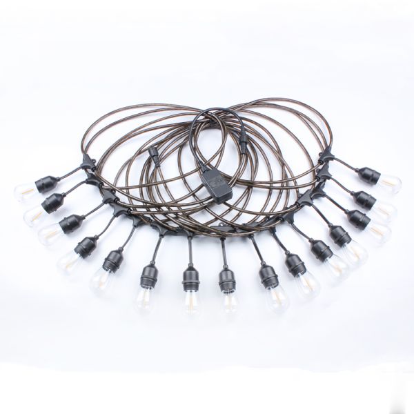 48ft S14 String Light 15PCS E27 LED Retro Edison Filament Bulb Outdoor Street Garden Patio Holiday Garland Festoon Lights