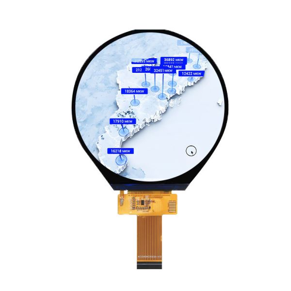 3.4 Inch Round TFT LCD TouchScreen with 800×800 Resolution MIPI Interface and IPS Panel