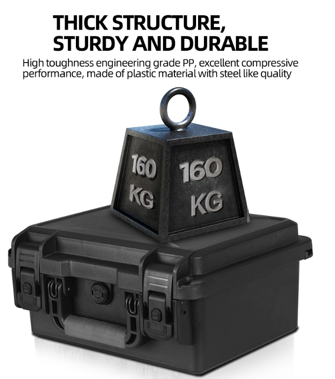 IP67 Waterproof Multi Tool Box 362x310x174mm Black PP Case