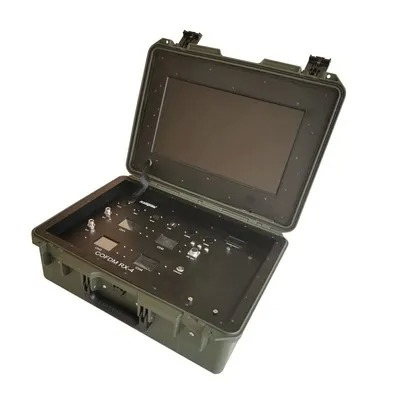 4 Channel COFDM HD Video Transmitter with 17-inch Monitor and AES Encryption for Secure Multi-location Surveillance