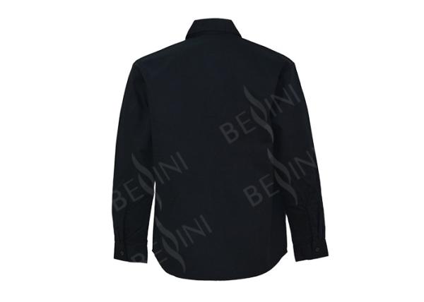Pure Cotton Twill Navy Safety Work Clothes For Men With Two Chest Pockets