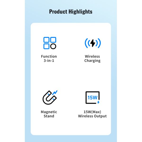 15W QI portátil multifuncional 3 en 1 soporte inalámbrico magnético para iPhone 15 14 13 Pro