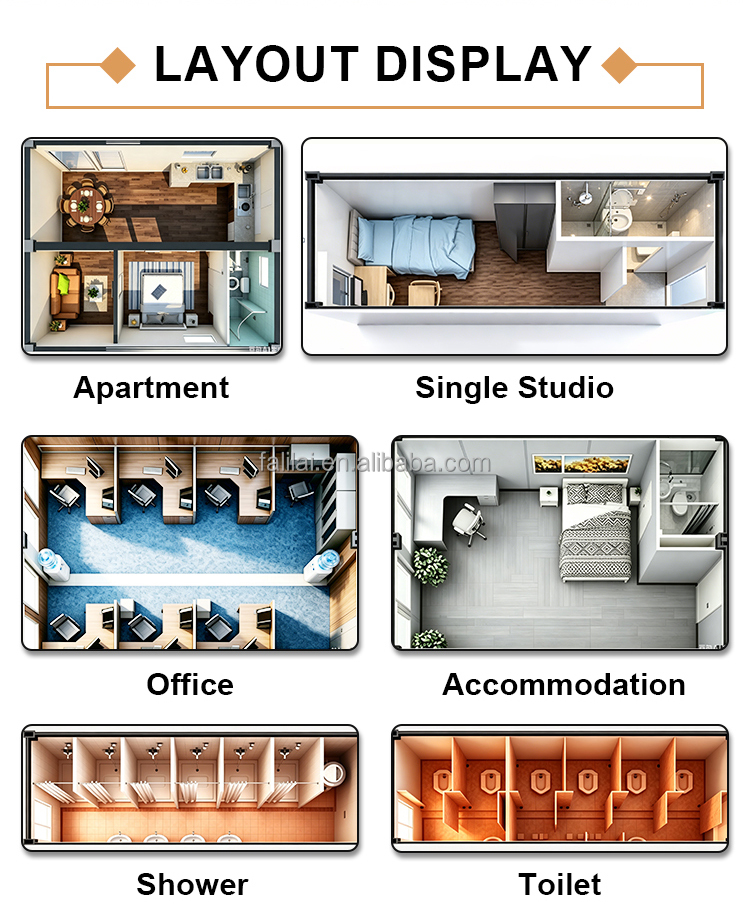 Modular Combined Detachable Container House Two Layer Design Lower Garage Upper Office Prefabricated Flat Pack Building for Site